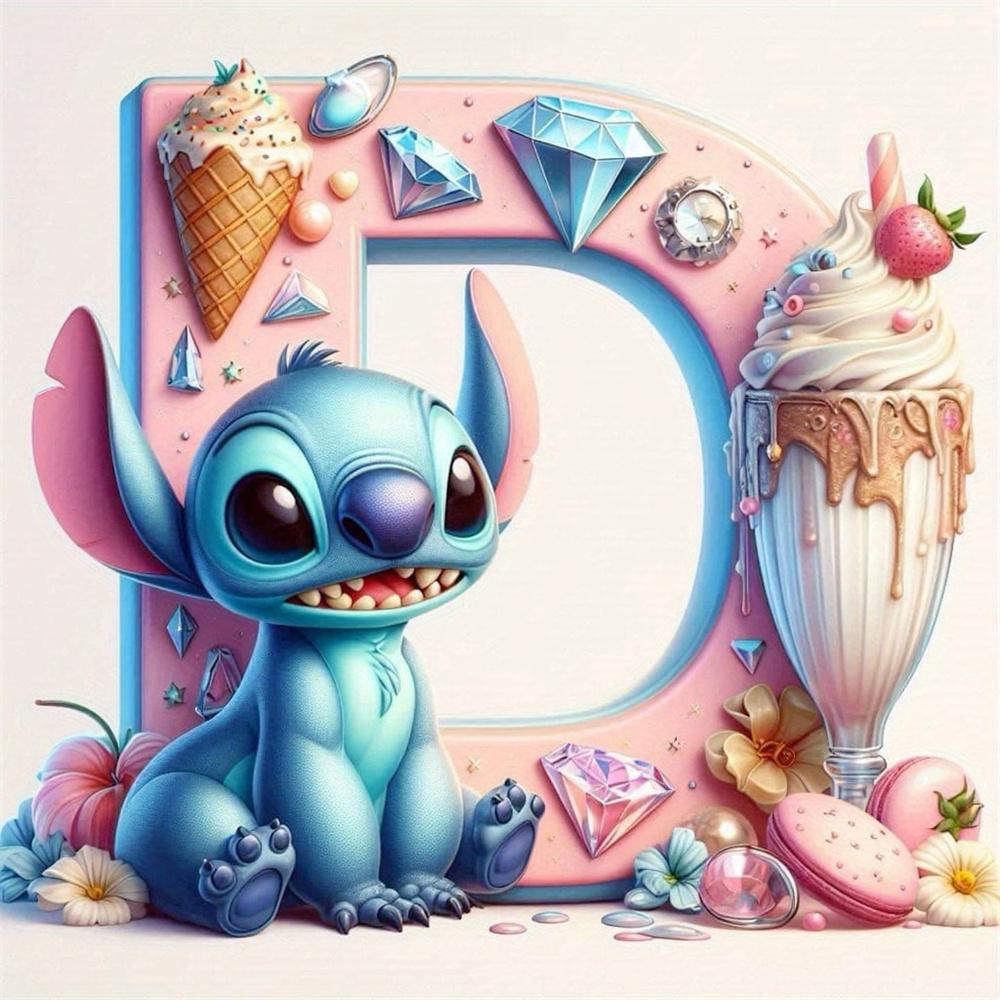 Disney Bordado de Diamantes Punto Mosaico de Dibujos Animados Novedad 26 Letras Pintura Imagen de Pedrería Helado Decoración Habitación Infantil