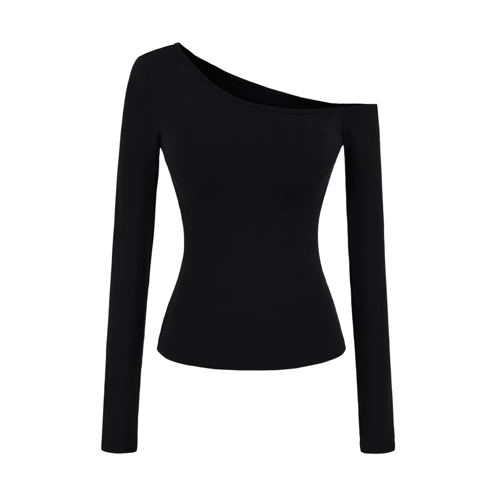 

Women s Spicy American One-Shoulder Long-Sleeve Padded Crop Top - Autumn 2025 Medium