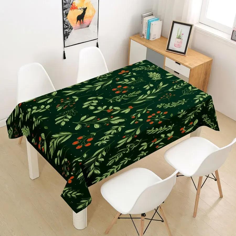 Rectangular Green Christmas Table Cloth Cover Party Tablecloth For Dining Tables Decoration Coffee Manteles Para Fiesta