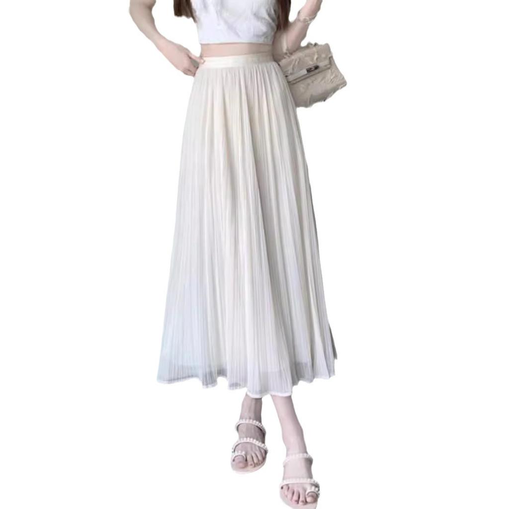 Skirt Women's Summer Pleated High Waist Small a Word Women's Drape Fluffy Long Skirt High Sense Skirt