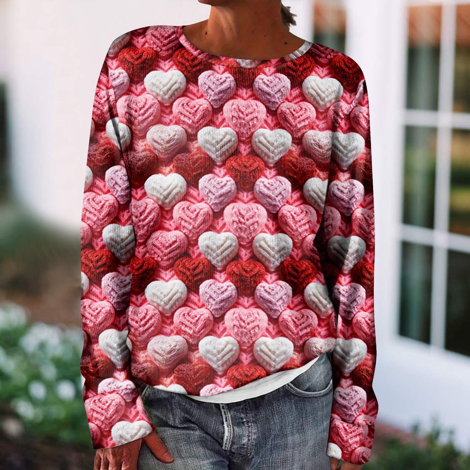 

Жіночий модний светр з довгим рукавом до Дня Святого Валентина Топ светр до Дня Святого Валентина XL кавун червоний колір