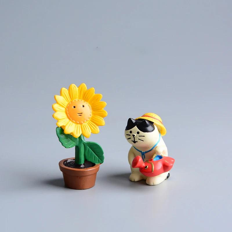 Japanese Cat Groceries Summer Courtyard Morning Glory Tide Play Gifts INS Resin Crafts DIY Small Ornaments Collection Gifts