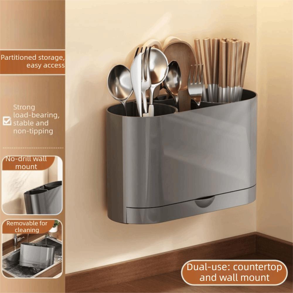 Detachable Hanging Chopsticks Cage with Water Tray Kitchen Utensil Holder Chopstick Drain Box