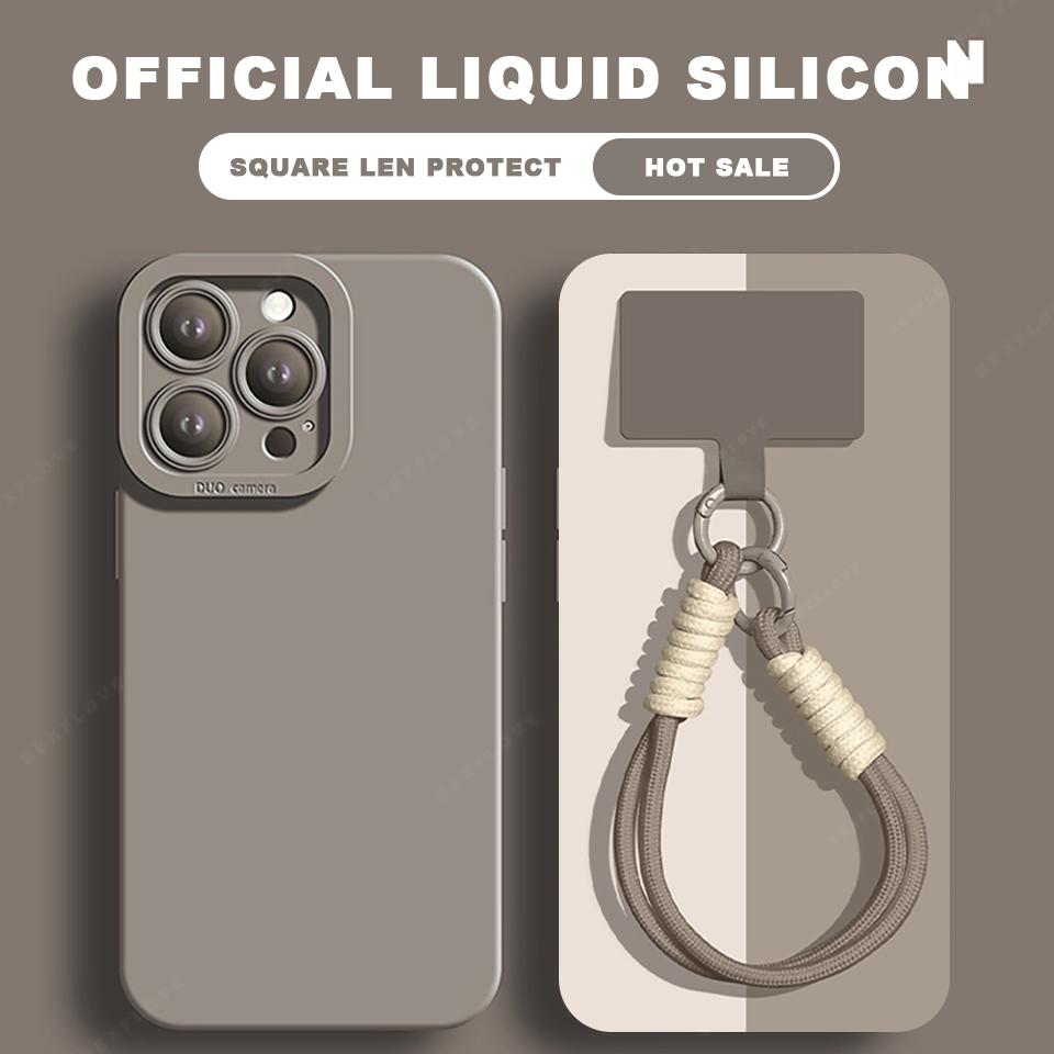 Lanyard Phone Case For iPhone 16E 16 14 15 Plus 12 13 Mini 11 16 Pro X XR XS Max SE Liquid Silicone Strap Protector Soft Cover