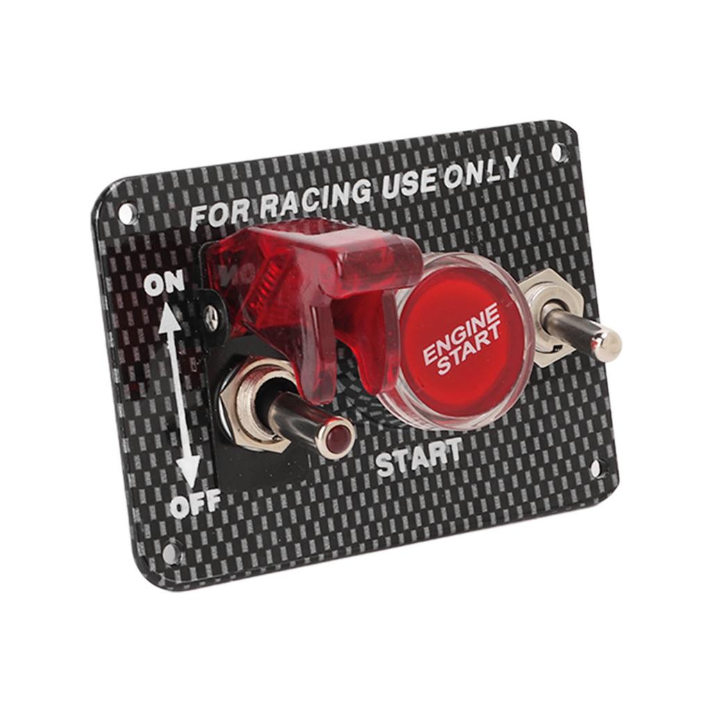 Universelles Zündschalterpanel im Carbonfaser-Stil 12V Aluminiumlegierung Motorstart-Druckknopf für