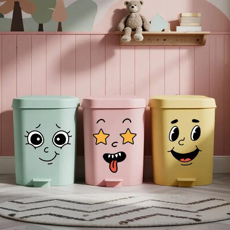 4pcs Cartoon Face Stickers, Self-Adhesive,Can Be Used on Trash Cans,Glossy Surfaces,Fun Decorations That Cover Ugly Wall Spots
