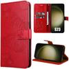 Case - Samsung - Galaxy S23 - Red - Butterfly Pattern - Leather Effect