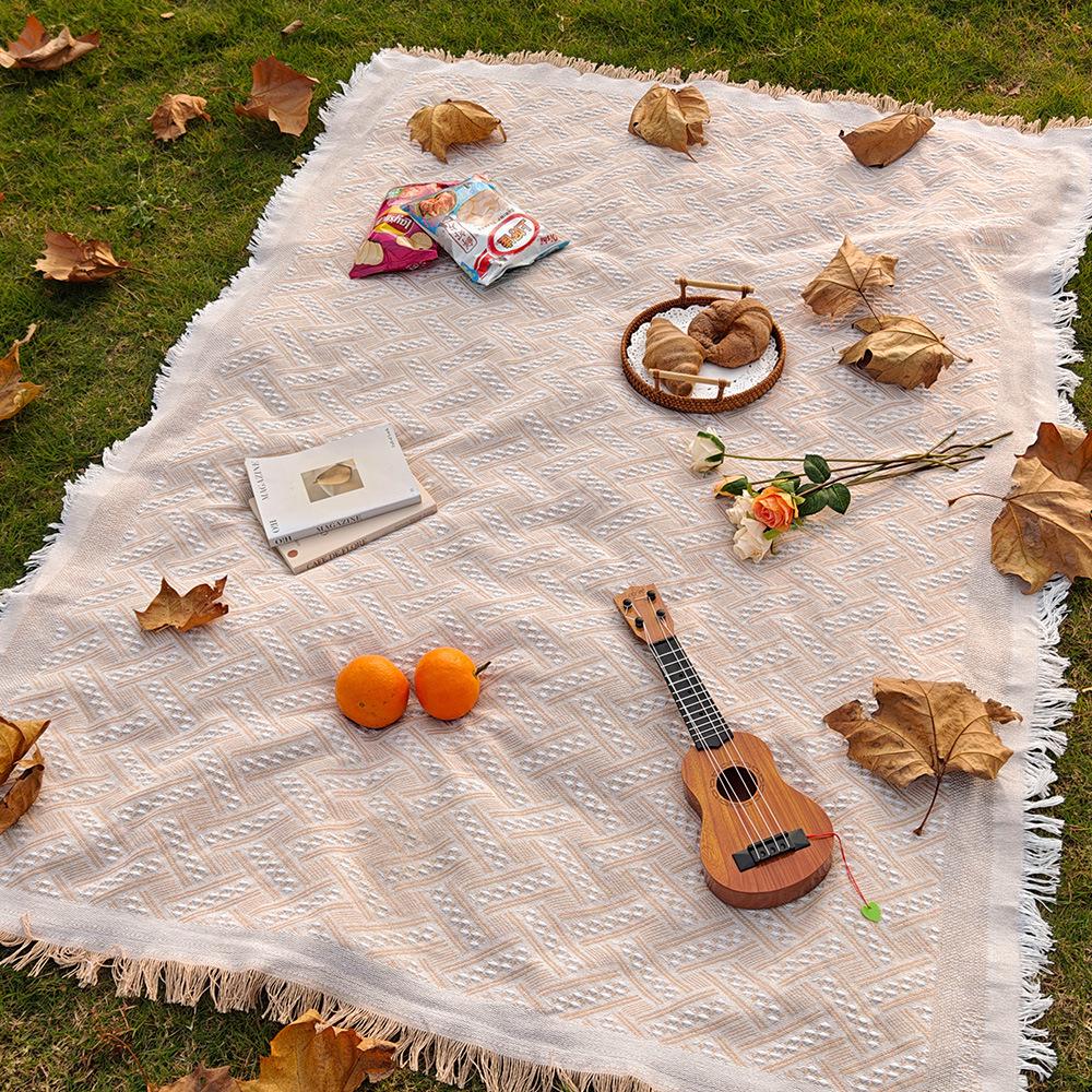 Moisture-Proof Outdoor Cotton Picnic Blanket for Camping & RV Travel