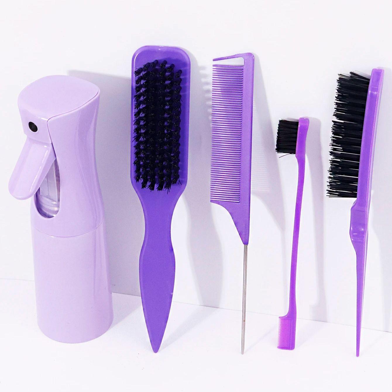 

5pcs hair styling set,200ml spray bottle,straight back comb,edge control hair brush,easy hair care,Special for real hair wigs