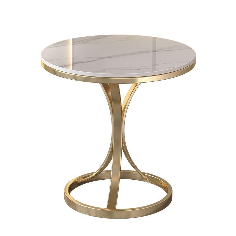 Elegant Sintered Stone Side Table - Marble Look, Small & Movable for Living Room or Balcony