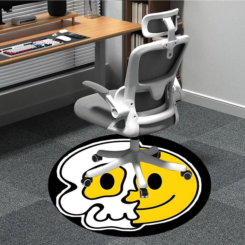 1 Stück Schädel, Smiley Teppich, Runder Rutschfester Langlebiger Großer Büroteppich, Geeignet für das Büro