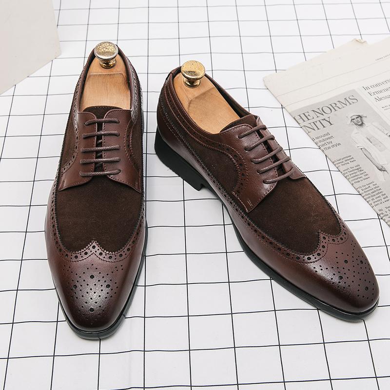 Golden Sapling Wedding Shoes Men Retro Dress Oxfords Leather Men's Casual Business Shoe Formal Flats Leisure Party Derby Flat