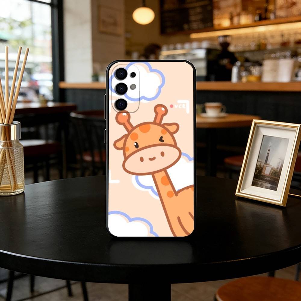 Cute giraffe Phone Case Black Silicone Soft For Samsung S25,S24,S21,S22,S23,S30,Ultra,S20,Plus,Fe,Lite