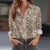 Autumn Women's Shirt Long Sleeved Lapel Tops Flower Pattern Casual Oversized Button Clothing Women Elegant and Fashionable Shirt