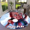 Alfombra Redonda Chucky, Alfombra para Sala de Estar, Dormitorio, Sofá, Sala de Juegos, Decoración, Alfombrilla Antideslizante para el Suelo