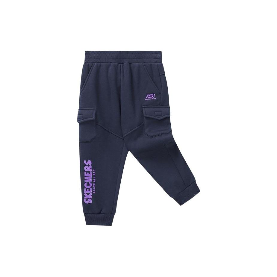 Skechers Kids Knitted Sports Pants With Fleece Thickened Letter Print Casual Pants Kids bottoms L422B019 XXS