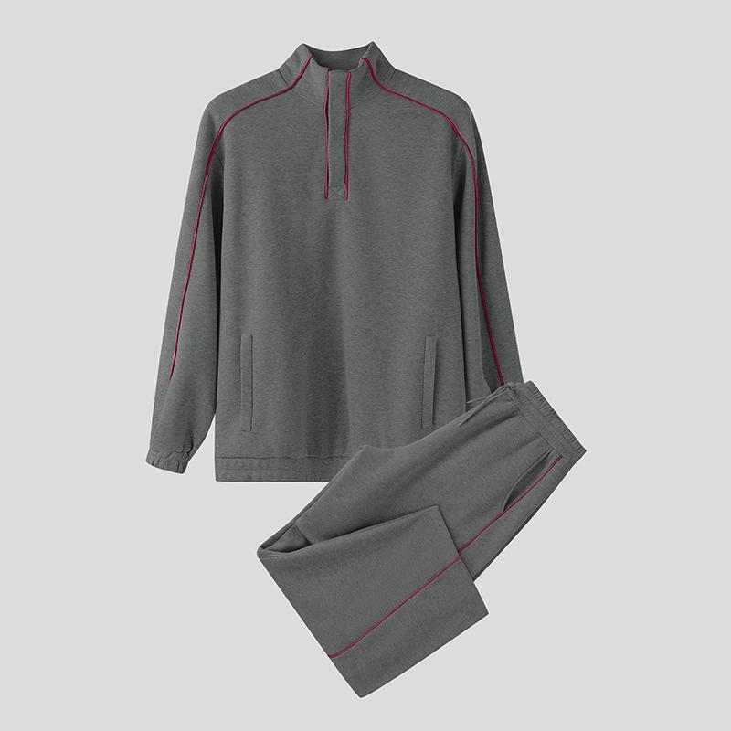 INCERUN Conjuntos de Dos Piezas para Hombre Cuello Alto Manga Larga Costuras Sudaderas Pantalones Largos Conjuntos Deportivos