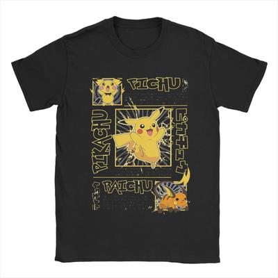 Kawaii Pokemoned Pichu Pikachu Raichu T-Shirt Men Cotton Short Sleeve  O-neck Summer TopsTops