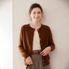 Women's Solid Color Cashmere Cardigan: Twelve-Needle, Round Neck, Loose, Single-Breasted, Slimming, Warm Sweater.