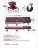1010mm 2-in-1 Folding Mechanic Creeper, Z Creeper Seat & Under Car Garage Roller, 204 kg Rolling Creeper Stool with 6 Swivel Casters, Padded Headrest