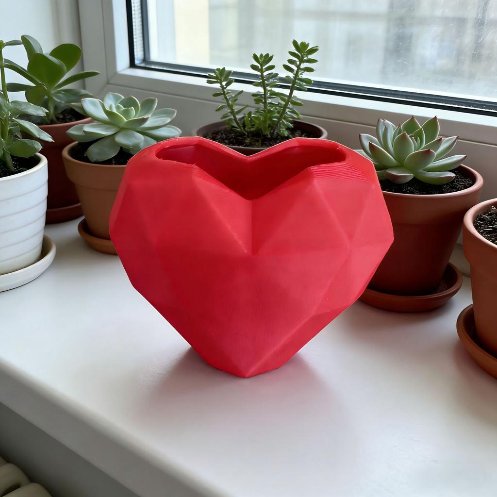 Durable 3D Printed Irregular Heart-Shaped Succulent Planter, Balcony Garden Desktop Decor Pot