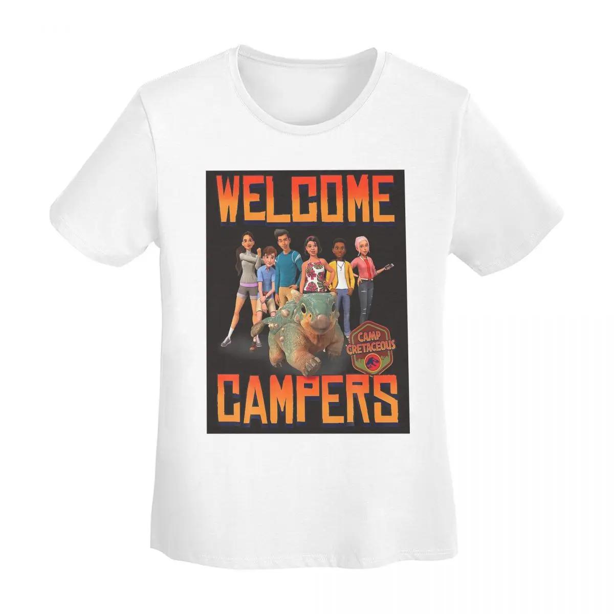 

Jurassic World Camp Cretaceous Welcome Campers Group TShirt Women Short Sleeve T Shirts ONeck Clothing Summer Tees Streetwear S