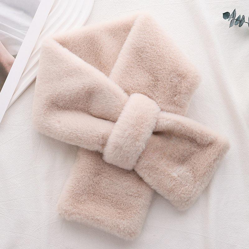 Korean-Style Faux Rabbit Fur Thick Winter Scarf - Super Warm & Stylish Neck Warmer