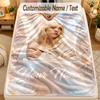 Flannel BlanketBillie Eilish Custom Name Text Personalized Soft Warm Throw Blanket Home Decor Gift