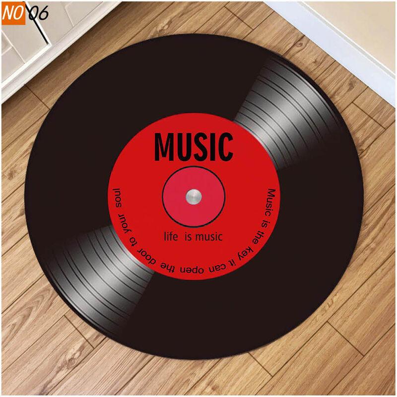 CD Muzikaal Rond Tapijt Woonkamer Decoratie Tiener Mat Antislip Stoelkussen Ronde Vloerkleden voor Slaapkamer Muziek Design Tapijt diameter 60cm