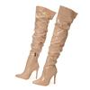 Fashion Red White Boots Winter Sexy High Heels Women Patent Leather Thigh High Boots Pointed Toe Waterproof Long Boots