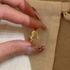 Open Ring Vintage Gold Heart Cut Yellow Zirconia Ring for Women Full Diamond Sparkling Love Jewelry