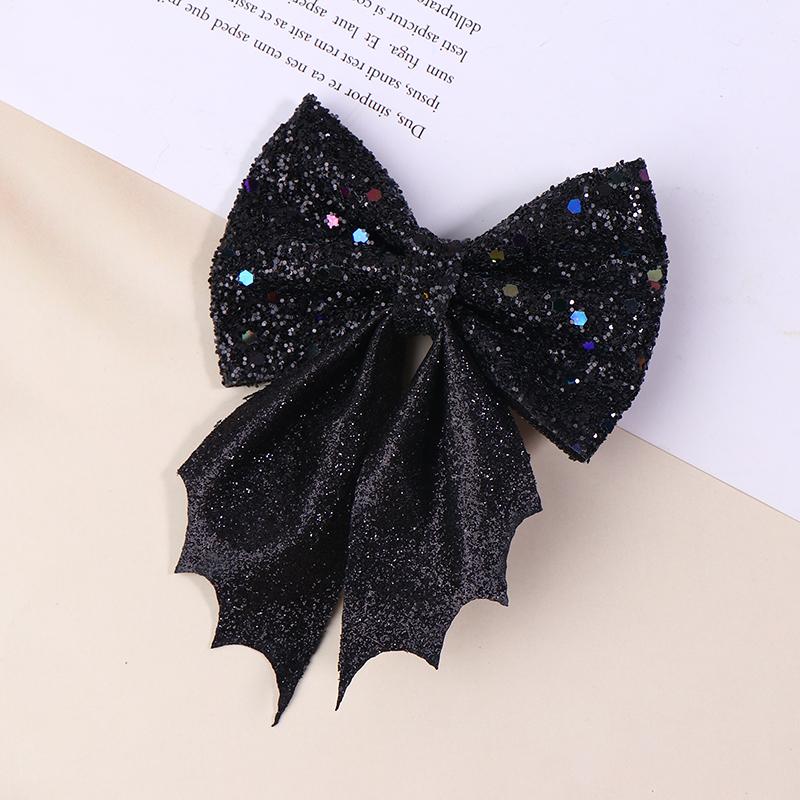 Classical Halloween Festival Girl'S Chunky Leather Bat Hair Bow Clip Wholesale Diy Hair Accessories Headwear Barrette
