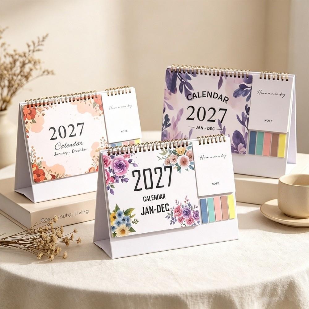 Spiral Bound Standing Flip Calendar Portable Daily Schedule Calendar Desktop Calendar For Students