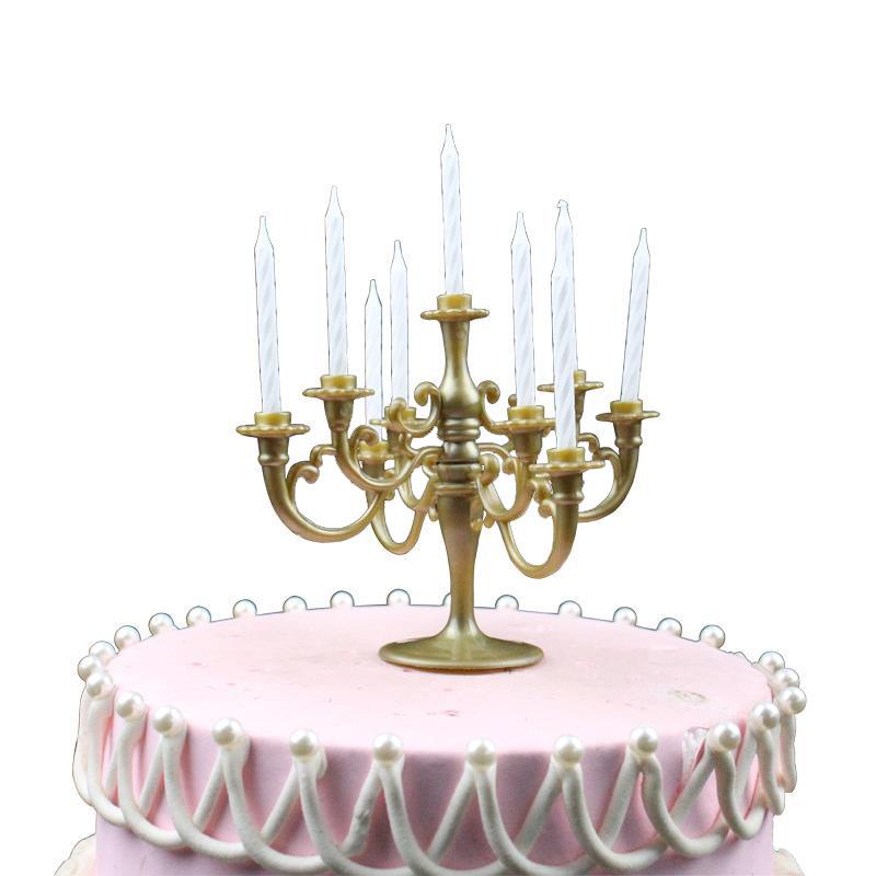 Candle Holder Baked European Romantic Retro Golden Plastic Creative Thread Candle Holder Cake Decoration Ornaments