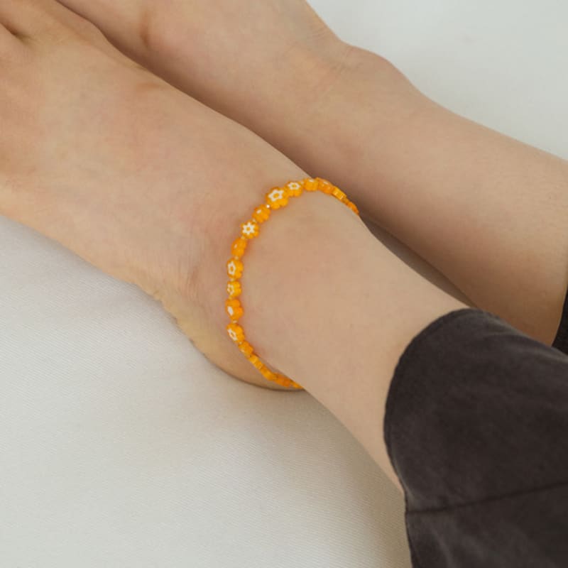 cotoit Orange Flower Anklet