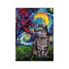 Poster Astratto Gatto Notte Stellata Van Gogh Stampa su Tela Pittura Animale Carino Arte da Parete Per Soggiorno Decorazione Casa Quadri
