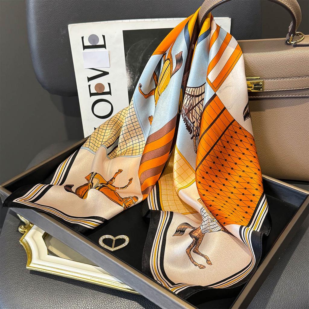 Fashion 100% Nature Real Silk Square Scarf Women Female Foualrd Neckerchief Summer Beach Scarves Shawl Bandana Hijab Pashmina