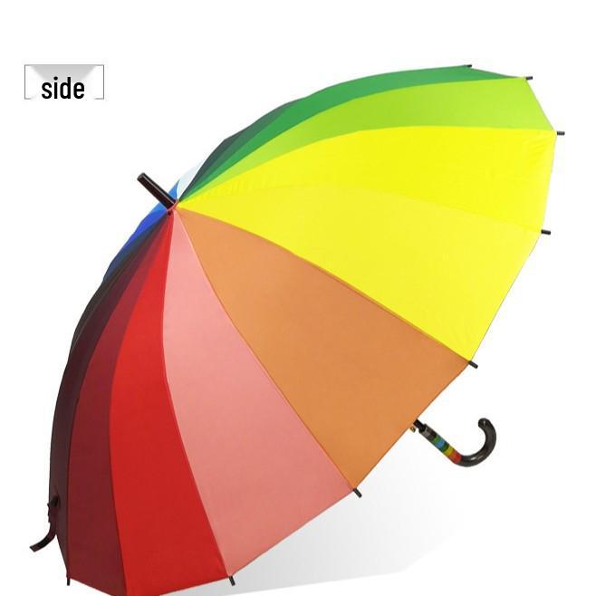 Automatic Windproof Extra-Large 16-Rib Rainbow Umbrella for Sun & Rain with Custom Logo