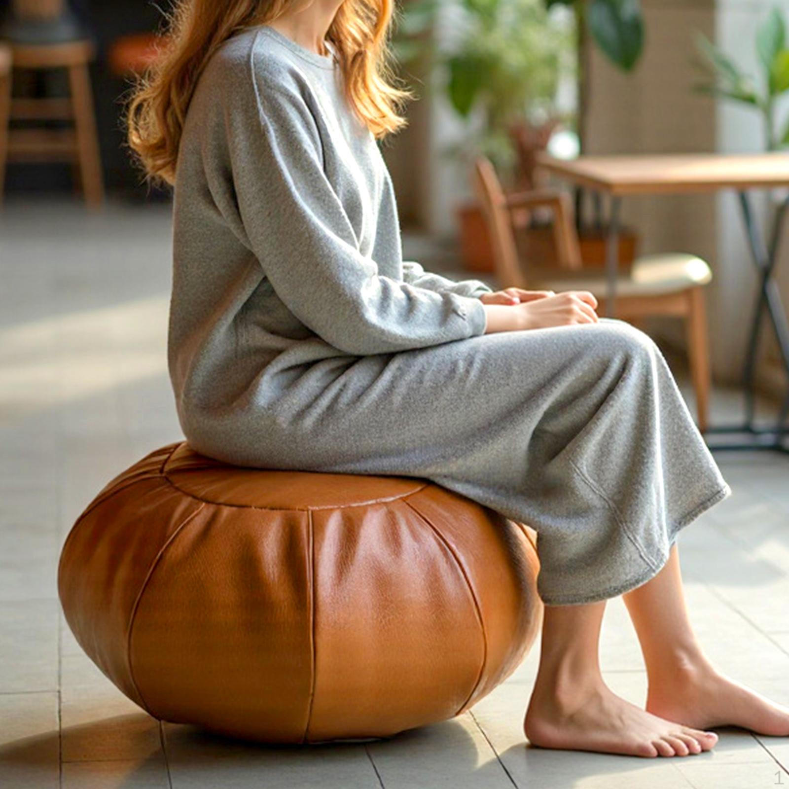 Чехол для пуфа для хранения пуф из ПУ кожи подушка для подставки для ног для внутреннего жилого пространства коричневый 2747₽