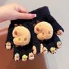 Winter Children Plush Capybara Gloves 3D Capybara Doll Gloves Soft Warm Five Finger Gloves for Cold Weather Outdoors