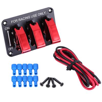 Panneau d'interrupteurs à bascule 3 groupes 12V pour voiture de course Rouge