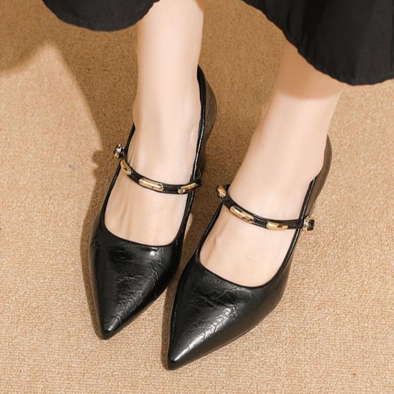 French Versatile Pointed Toe Shoes Women's Comfortable Non-Slip Chunky Heel High Heels