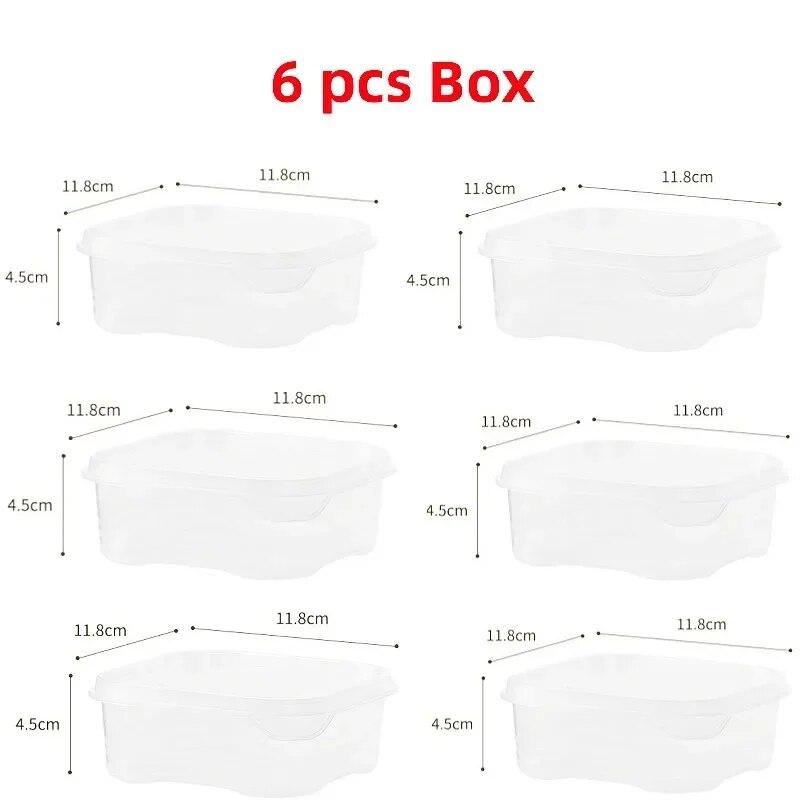 6 ks 350ml Lednička Úložný box na mražené maso Úložný box na čerstvé maso Překrývající se Organizadores Nádoby na skladování potravin