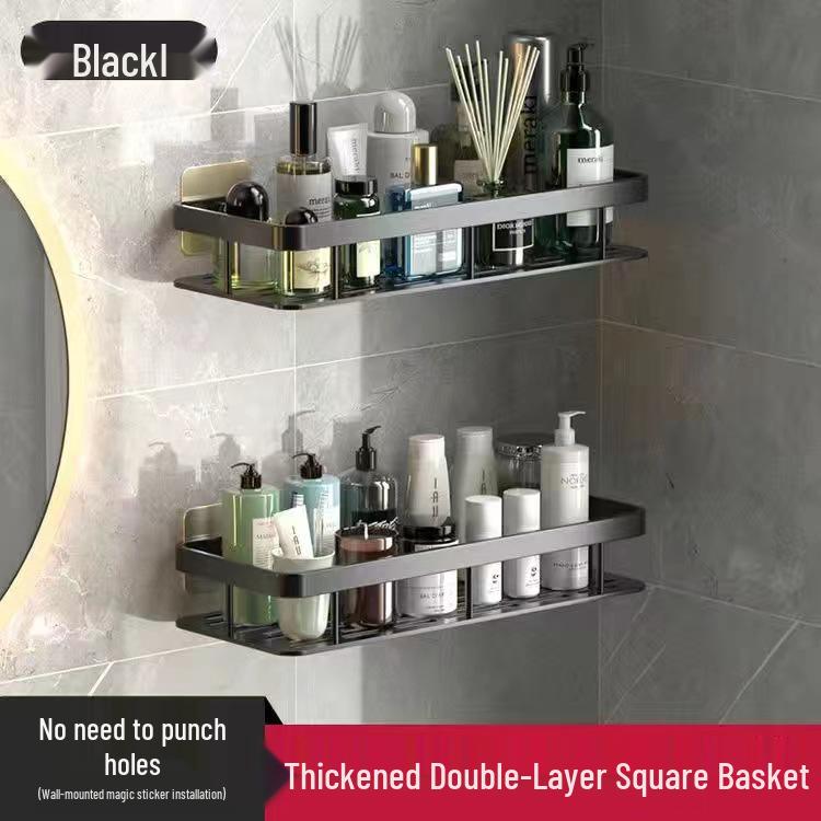 Punch-Free Aluminum Corner Bathroom Storage Rack