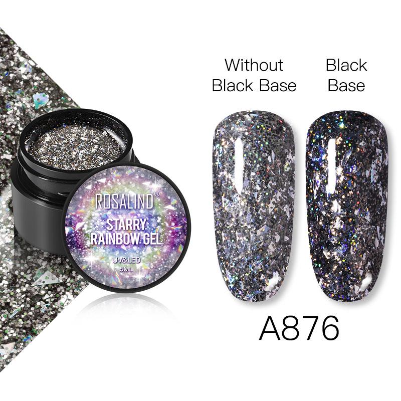 ROSALIND Nail Polish Gel Semi permanent Varnish UV Glitter Paint Shiny Gel Base Coat Tips Poly Kit For Nail Art Decorations