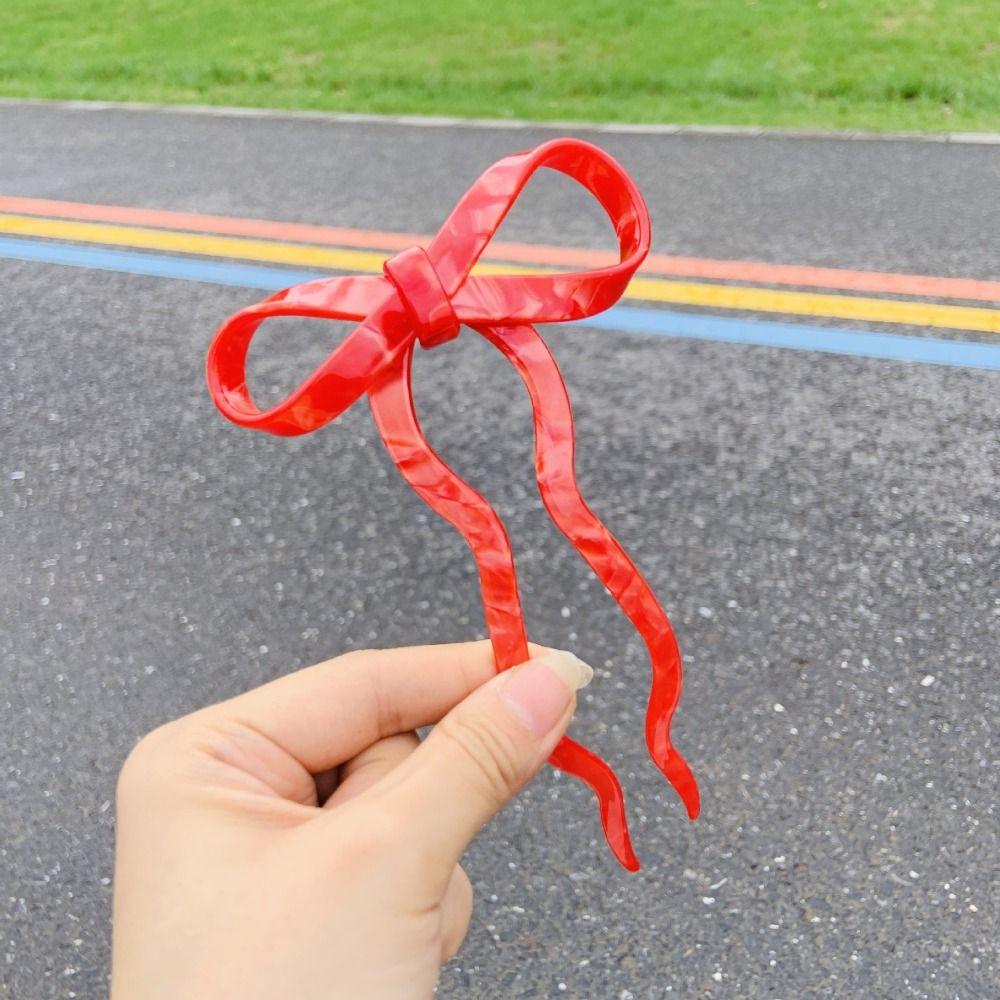

Headdress U-shaped Hairpin Multicolor Pan Hair Fork Elegant Acetic Acid Bow Hair Stick Travel красный