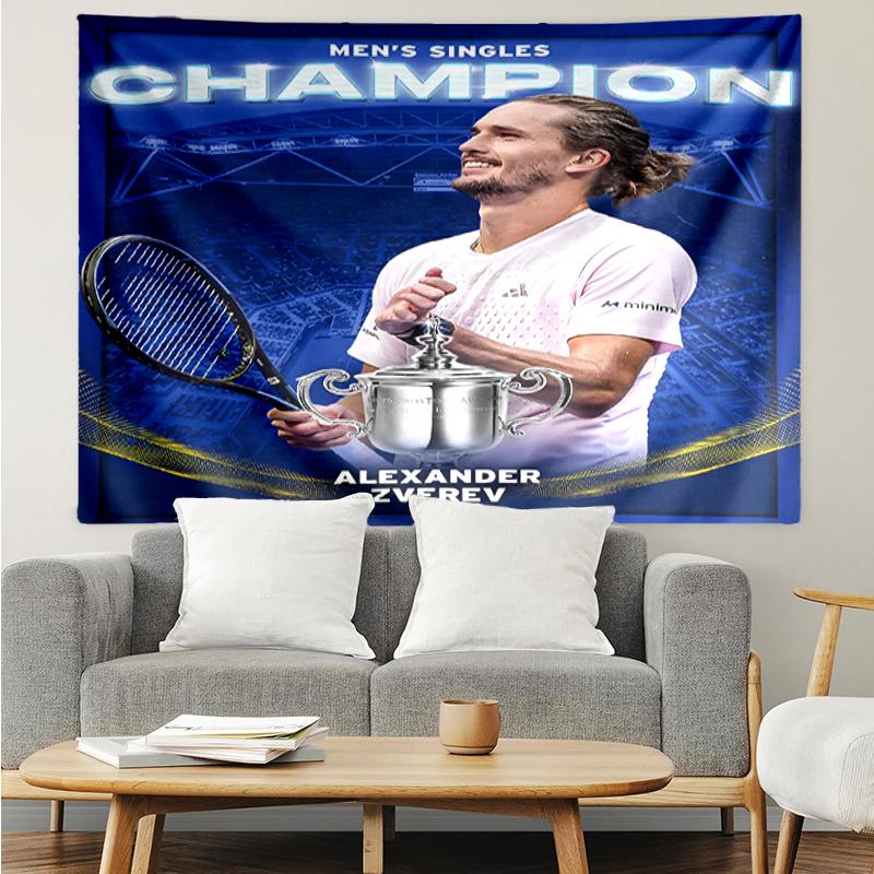 Zverev Print Tapestry, Backdrop, Easy Setup, Ideal for Bedroom, Office & Living Room, with Aesthetic Wall Hanging Decor.