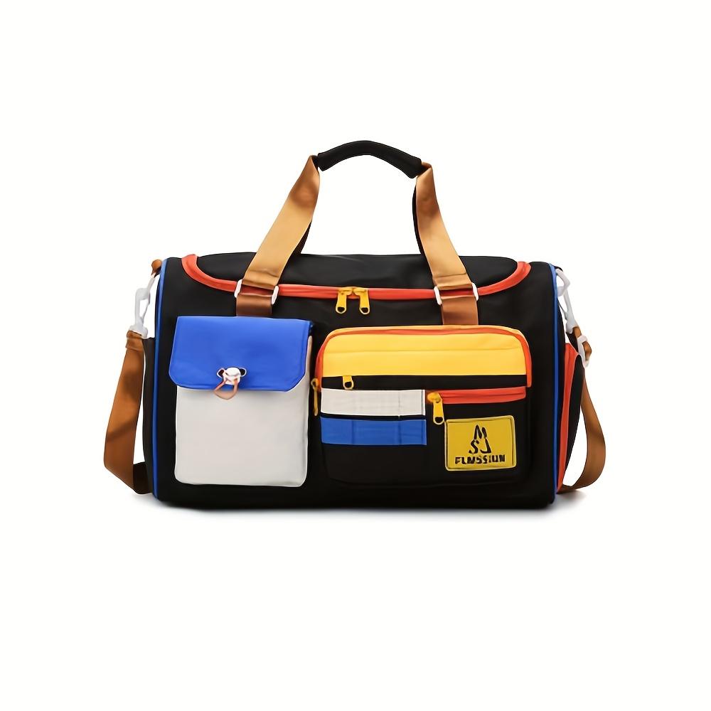 

Colorful Contrast Crossbody Sports Duffel Bag - Stylish Polyester Travel Tote for Gym, Short Trips & Weekend Outings