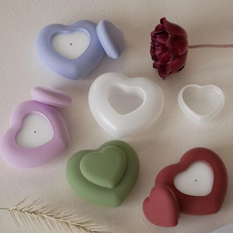 DIY Crystal Dropping Resin Gypsum Love Storage Can Aromatherapy Candle Cup Candle Stand Silicone Mold