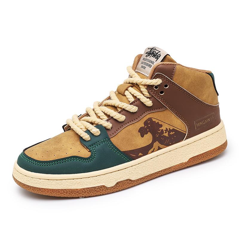 

Весенние новые высокие повседневные туфли на шнуровке в стиле ретро для студентов на плоской подошве, для занятий спортом на открытом воздухе, для мужчин 44
